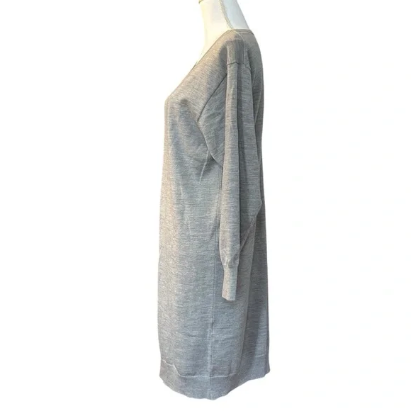 Uniqlo Wool Blend Long Sleeve Basic Solid Sweater Dress Women’s SZ Medium Gray - Picture 4 of 8